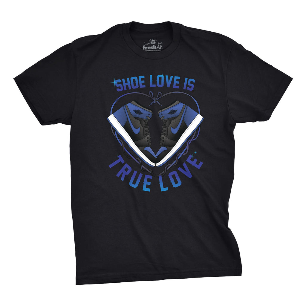 Shoe Love is True Love Black Tee Blue + Black