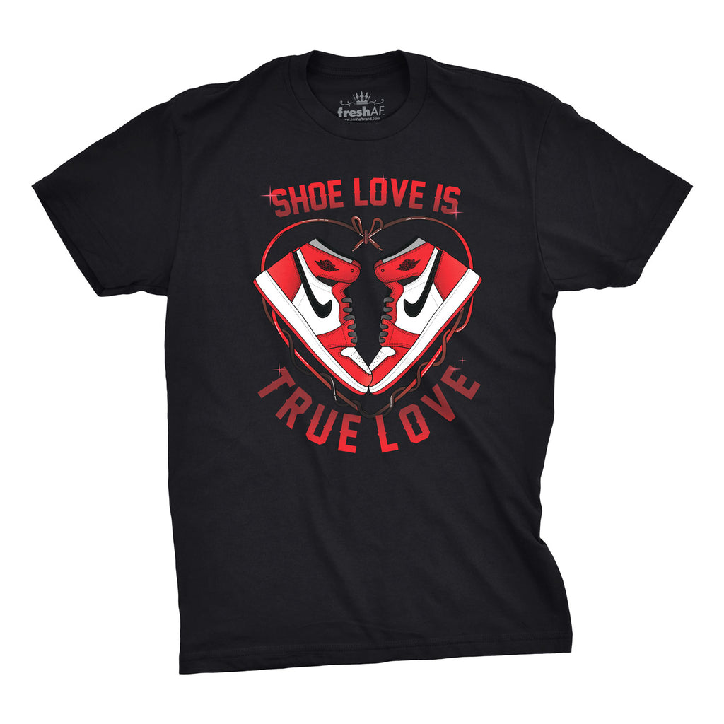 Shoe Love is True Love Black Tee Red + White