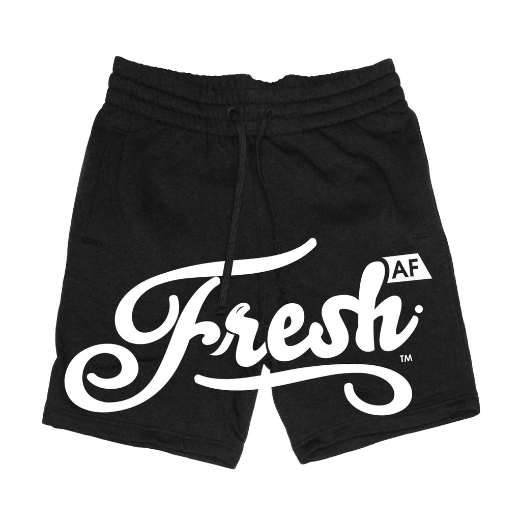 Black Fleece Shorts White Logo Print