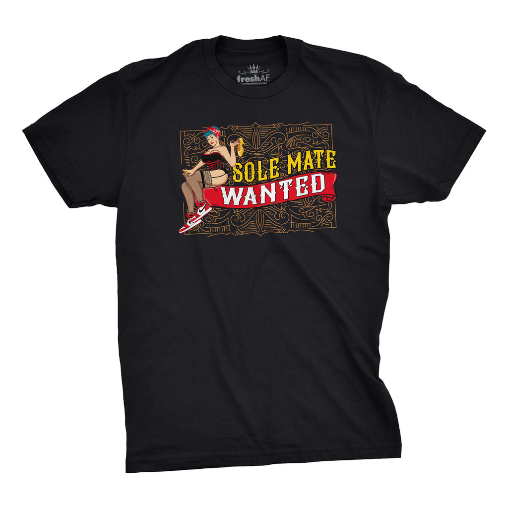 Sole Mate Wanted Black Tee Blueberry Pin Up Girl Reds