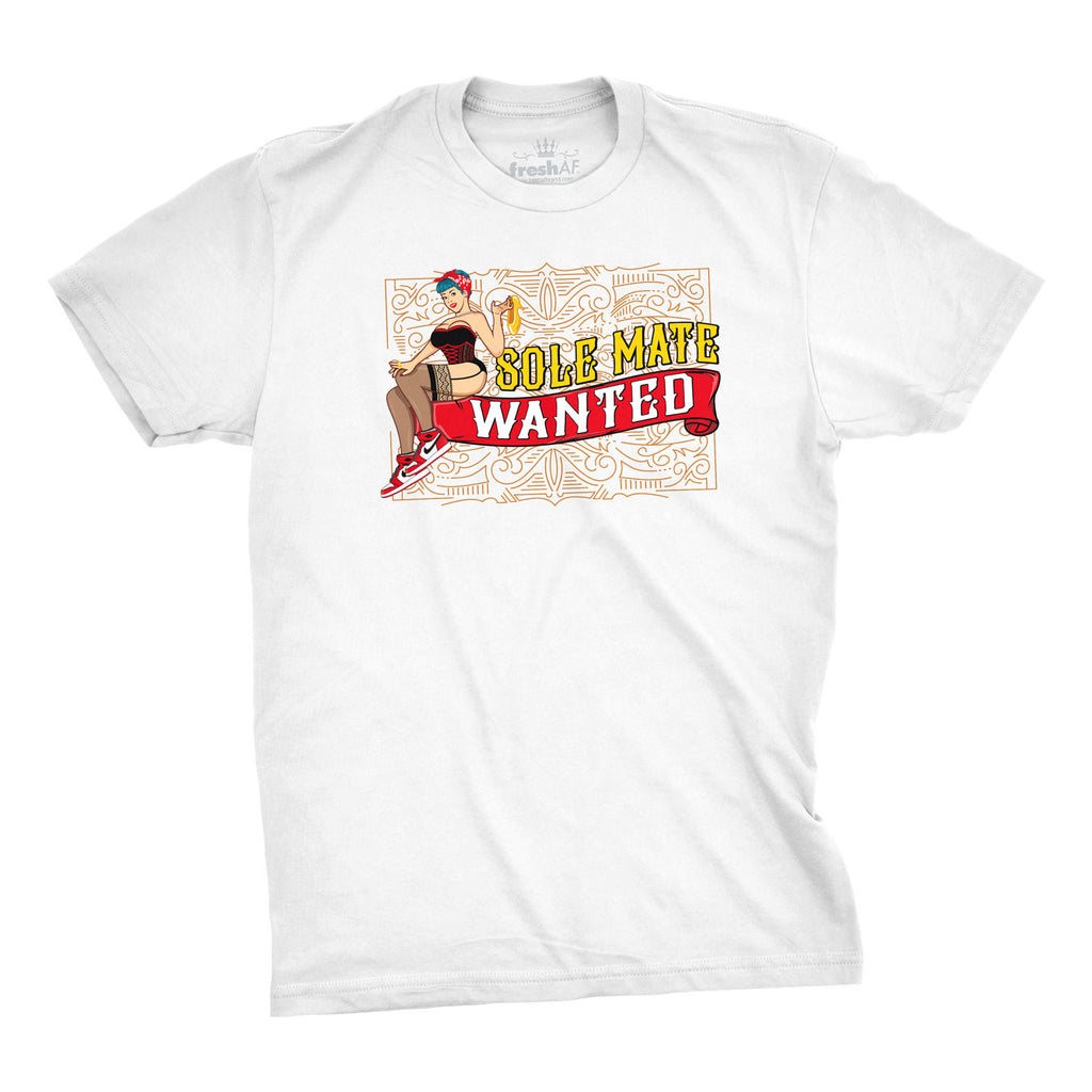 Sole Mate Wanted White Tee Blueberry Pin Up Girl Reds